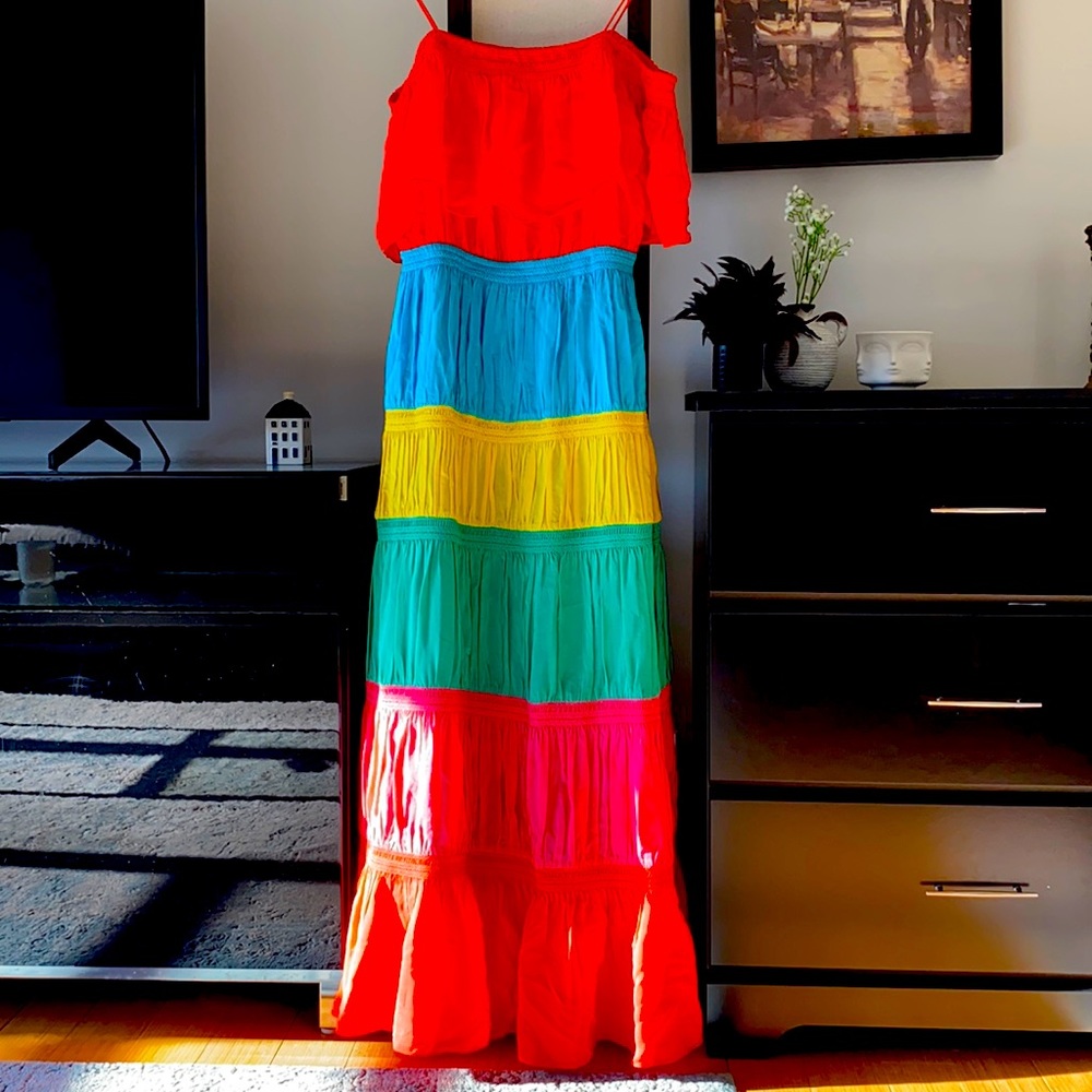 Alice and Olivia- multi colored maxi dress .